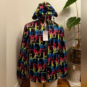 rainbow monogram water resistant jacket